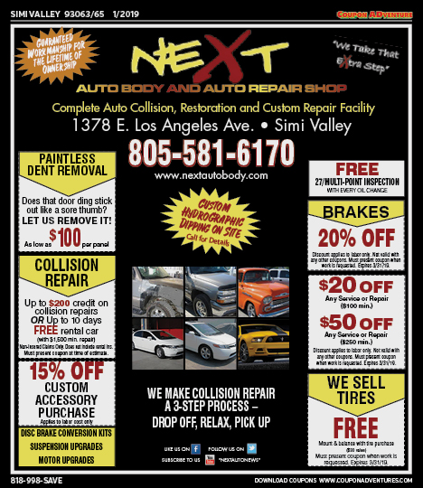 Next Auto Body and Auto Repair Shop, Simi Valley, coupons, direct mail, discounts, marketing, Southern California