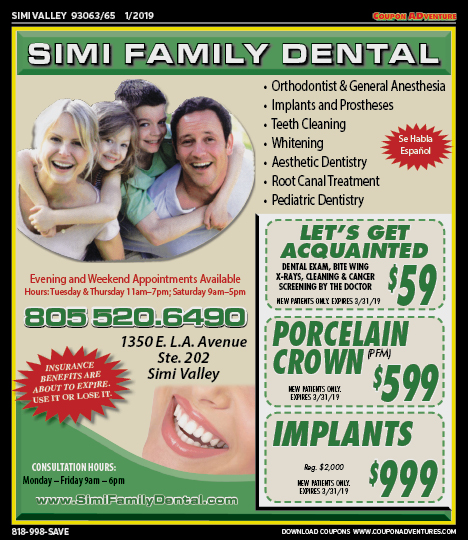 Simi Family Dental, Simi Valley, coupons, direct mail, discounts, marketing, Southern California
