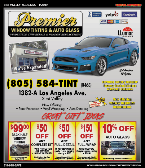 Premier Window Tinting & Auto Glass, Simi Valley, coupons, direct mail, discounts, marketing, Southern California
