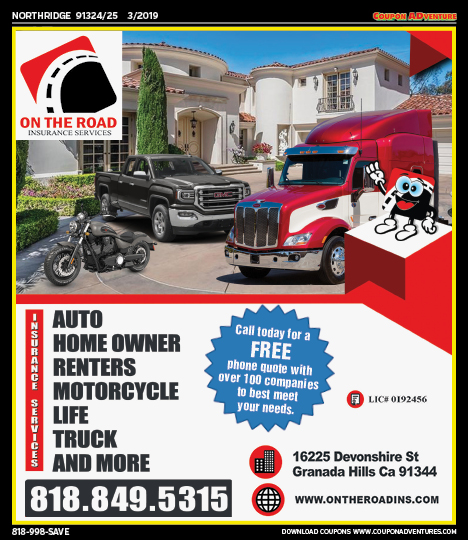 On the Road Insurance Services, Northridge, coupons, direct mail, discounts, marketing, Southern California