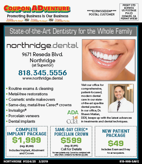 Northridge Dental, Northridge, coupons, direct mail, discounts, marketing, Southern California