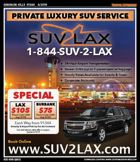 SUV 2 LAX, Granada Hills, coupons, direct mail, discounts, marketing, Southern California
