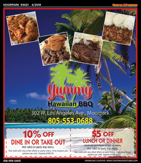 Yummy Hawaiian BBQ, Moorpark, coupons, direct mail, discounts, marketing, Southern California