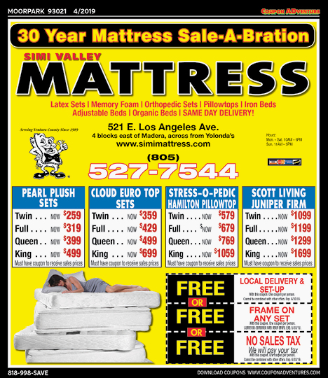 Simi Valley Mattress, Moorpark, coupons, direct mail, discounts, marketing, Southern California