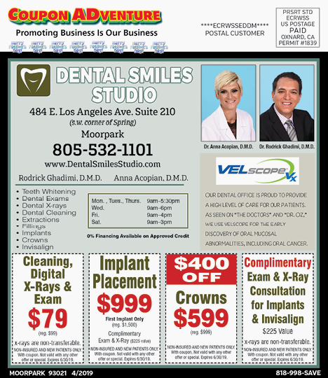 Dental Smiles Studio, Moorpark, coupons, direct mail, discounts, marketing, Southern California