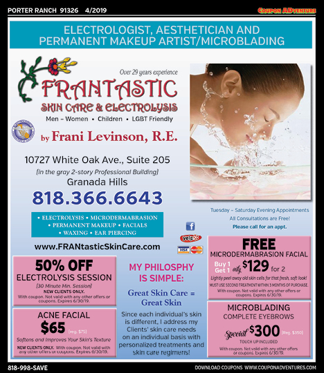 Frantastic Skin Care & Electrolysis, Moorpark, coupons, direct mail, discounts, marketing, Southern California