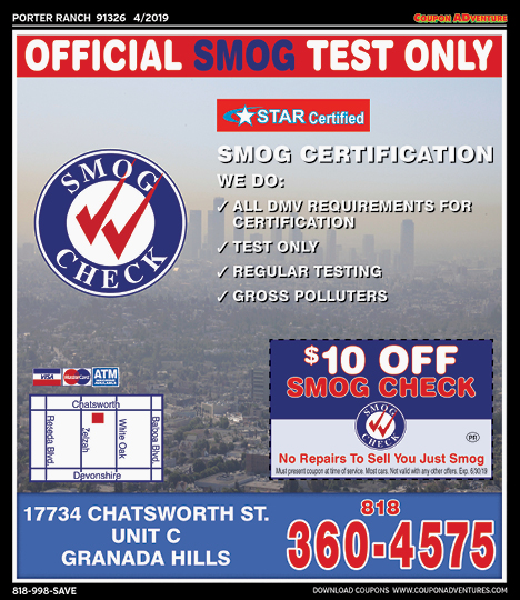 Official Smog Test Only, Moorpark, coupons, direct mail, discounts, marketing, Southern California