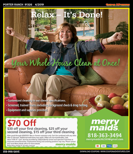 Merry Maids, Moorpark, coupons, direct mail, discounts, marketing, Southern California