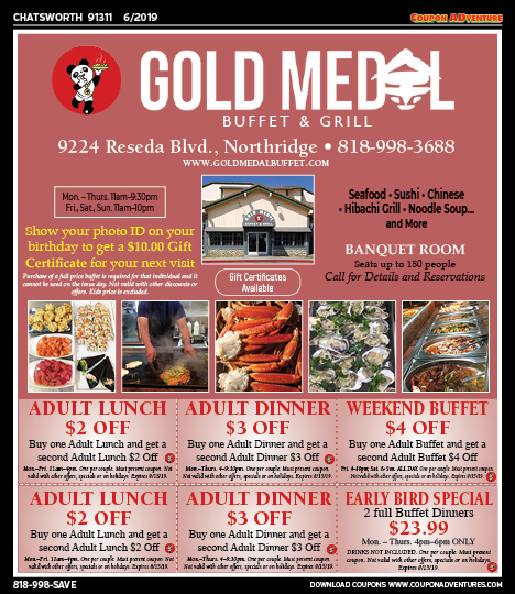 Gold Medal Buffet & Grill, Chatsworth, coupons, direct mail, discounts, marketing, Southern California