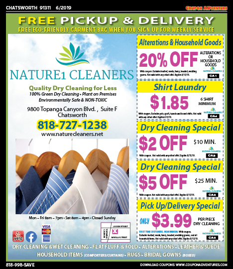 Nature1 Cleaners, Chatsworth, coupons, direct mail, discounts, marketing, Southern California