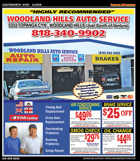 Woodland Hills Auto Service, Chatsworth, coupons, direct mail, discounts, marketing, Southern California`