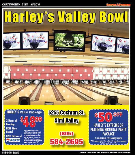 Harley's Valley Bowl, Chatsworth, coupons, direct mail, discounts, marketing, Southern California