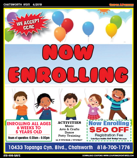 Oakridge Preschool, Chatsworth, coupons, direct mail, discounts, marketing, Southern California