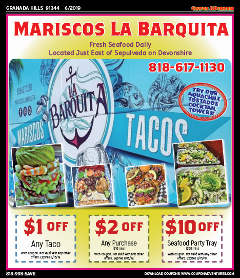 Mariscos La Barquita, Granada Hills, coupons, direct mail, discounts, marketing, Southern California