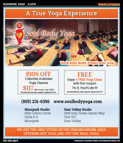 SoulBody Yoga, Moorpark, coupons, direct mail, discounts, marketing, Southern California