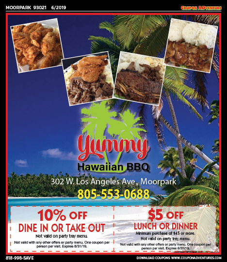 Yummy Hawaiian BBQ, Moorpark, coupons, direct mail, discounts, marketing, Southern California