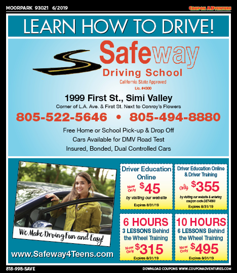 Safeway Driving School, Moorpark, coupons, direct mail, discounts, marketing, Southern California