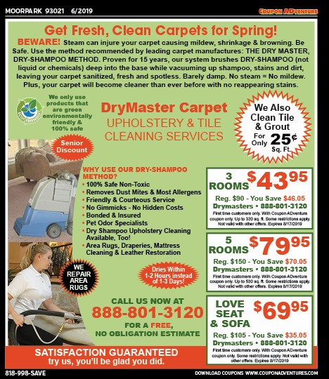 DryMaster Carpet, Moorpark, coupons, direct mail, discounts, marketing, Southern California