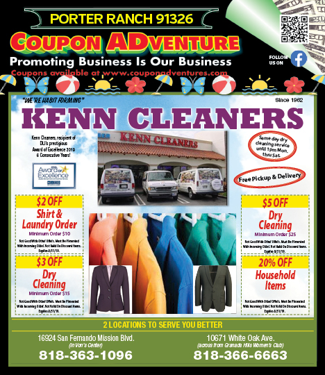 Kenn Cleaners, Porter Ranch, coupons, direct mail, discounts, marketing, Southern California