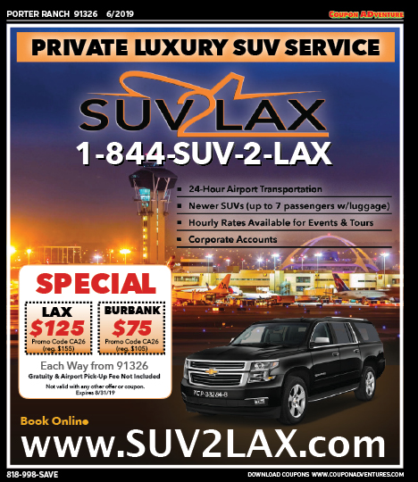 SUV 2 LAX, Porter Ranch, coupons, direct mail, discounts, marketing, Southern California