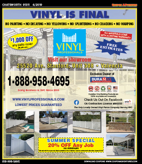 Vinyl Professionals, Porter Ranch, coupons, direct mail, discounts, marketing, Southern California