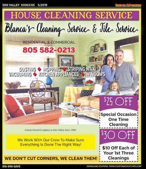 Blanca's Cleaning Service & Tile Service, Simi Valley, coupons, direct mail, discounts, marketing, Southern California