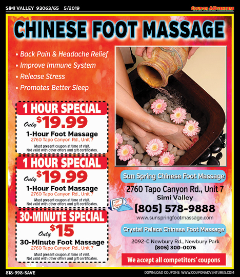 Sun Spring Chinese Foot Massage, Simi Valley, coupons, direct mail, discounts, marketing, Southern California