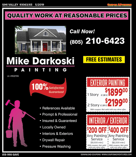 Mike Darkoski Painting, Simi Valley, coupons, direct mail, discounts, marketing, Southern California