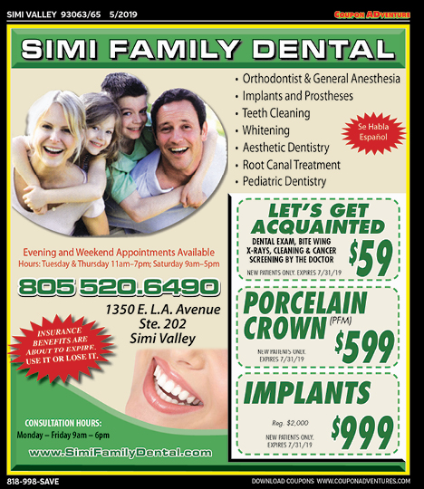 Simi Family Dental, Simi Valley, coupons, direct mail, discounts, marketing, Southern California