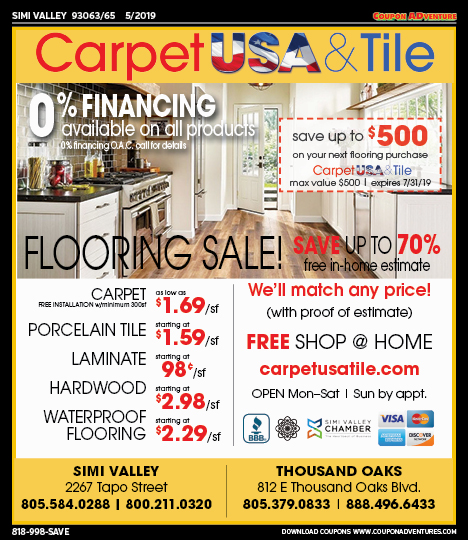 Carpet USA & Tile, Simi Valley, coupons, direct mail, discounts, marketing, Southern California