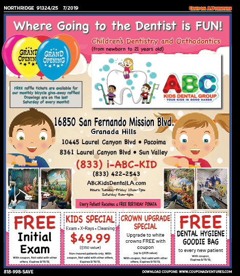 ABC Kids Dental Group, Northridge, coupons, direct mail, discounts, marketing, Southern California