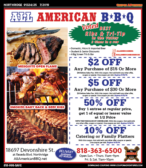 All American BBQ, Northridge, coupons, direct mail, discounts, marketing, Southern California