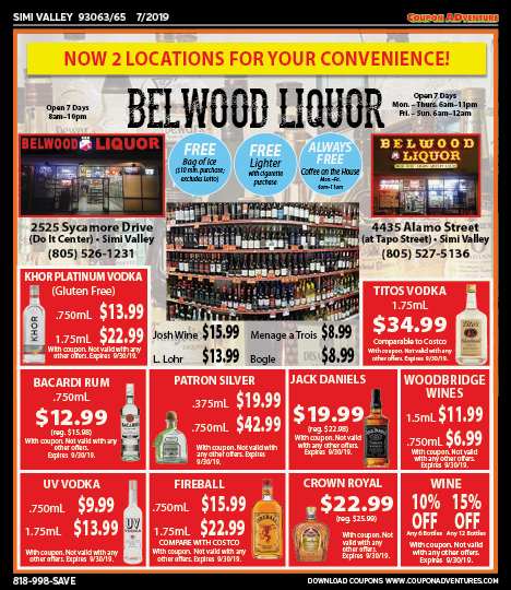 Belwood Liquor, Simi Valley, coupons, direct mail, discounts, marketing, Southern California