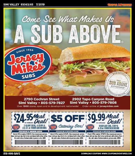 Jersey Mike's Subs, Simi Valley, coupons, direct mail, discounts, marketing, Southern California