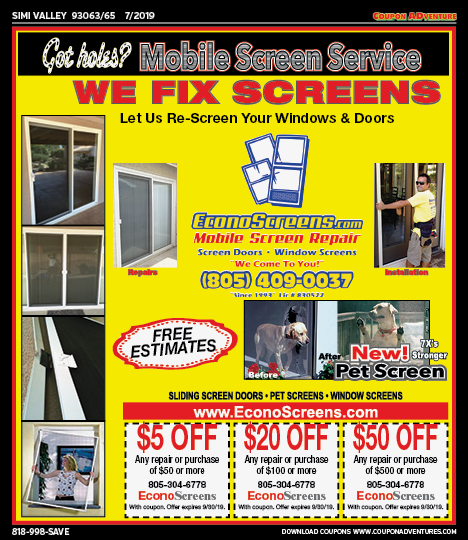 EconoScreens, Simi Valley, coupons, direct mail, discounts, marketing, Southern California