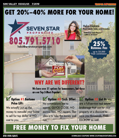 Seven Star Properties, Heba Elalami, Simi Valley, coupons, direct mail, discounts, marketing, Southern California