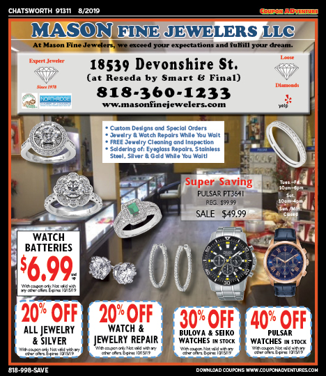Mason Fine Jewelers, Porter Ranch, coupons, direct mail, discounts, marketing, Southern California
