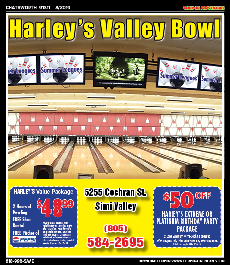 Harley's Valley Bowl, Porter Ranch, coupons, direct mail, discounts, marketing, Southern California