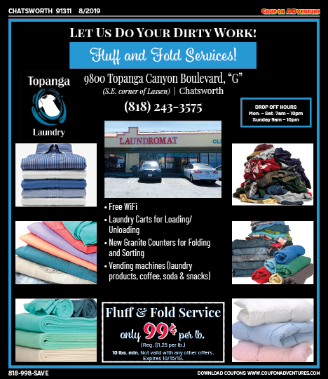 Topanga Laundry, Porter Ranch, coupons, direct mail, discounts, marketing, Southern California