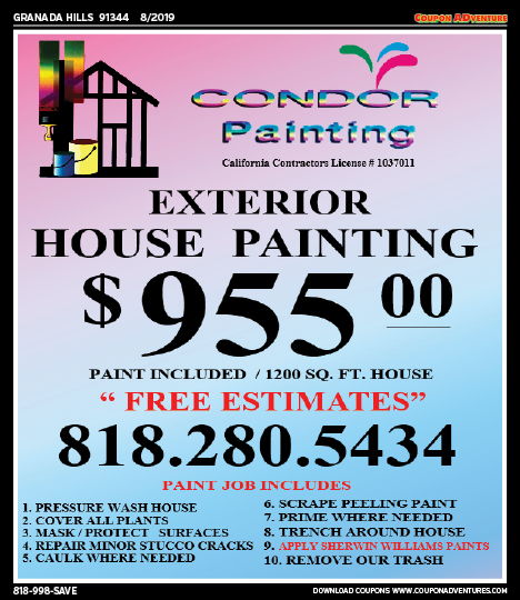 Condor Painting, Porter Ranch, coupons, direct mail, discounts, marketing, Southern California