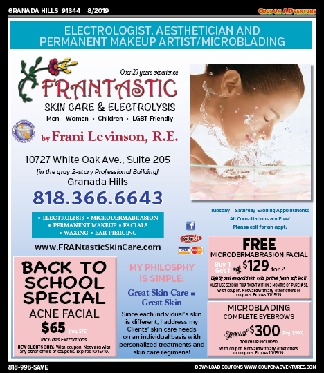 Frantastic Skin Care & Elecrolysis, Porter Ranch, coupons, direct mail, discounts, marketing, Southern California