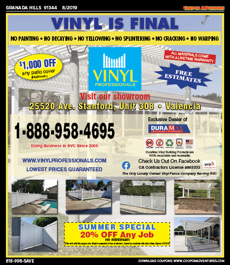 Vinyl Professionals, Porter Ranch, coupons, direct mail, discounts, marketing, Southern California