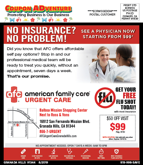 American Family Care Urgent Care, Porter Ranch, coupons, direct mail, discounts, marketing, Southern California