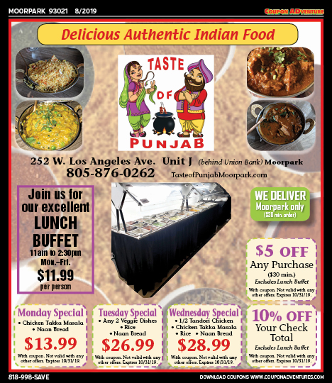 Taste of Punjab, Porter Ranch, coupons, direct mail, discounts, marketing, Southern California