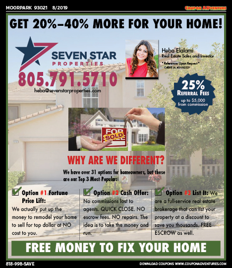 Seven Star Properties, Heba Elalami, Porter Ranch, coupons, direct mail, discounts, marketing, Southern California