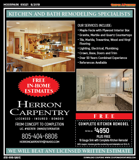 Herron Carpentry, Porter Ranch, coupons, direct mail, discounts, marketing, Southern California