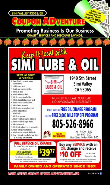 Simi Lube & Oil, Simi Valley, coupons, direct mail, discounts, marketing, Southern California