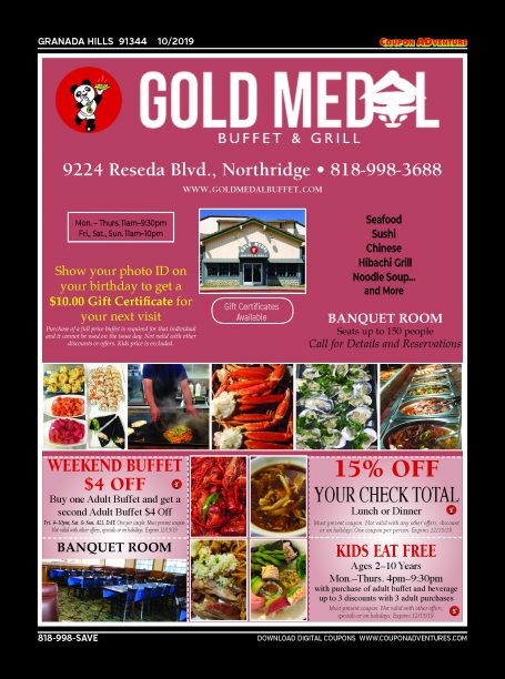 Gold Medal Buffet & Grill, Granada Hills, coupons, direct mail, discounts, marketing, Southern California