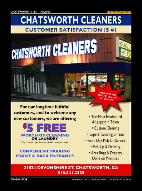 Chatsworth Cleaners, Chatsworth, coupons, direct mail, discounts, marketing, Southern California