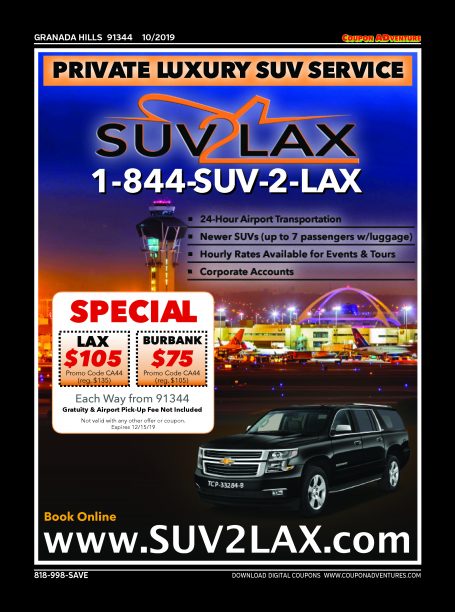 SUV 2 LAX, Granada Hills, coupons, direct mail, discounts, marketing, Southern California